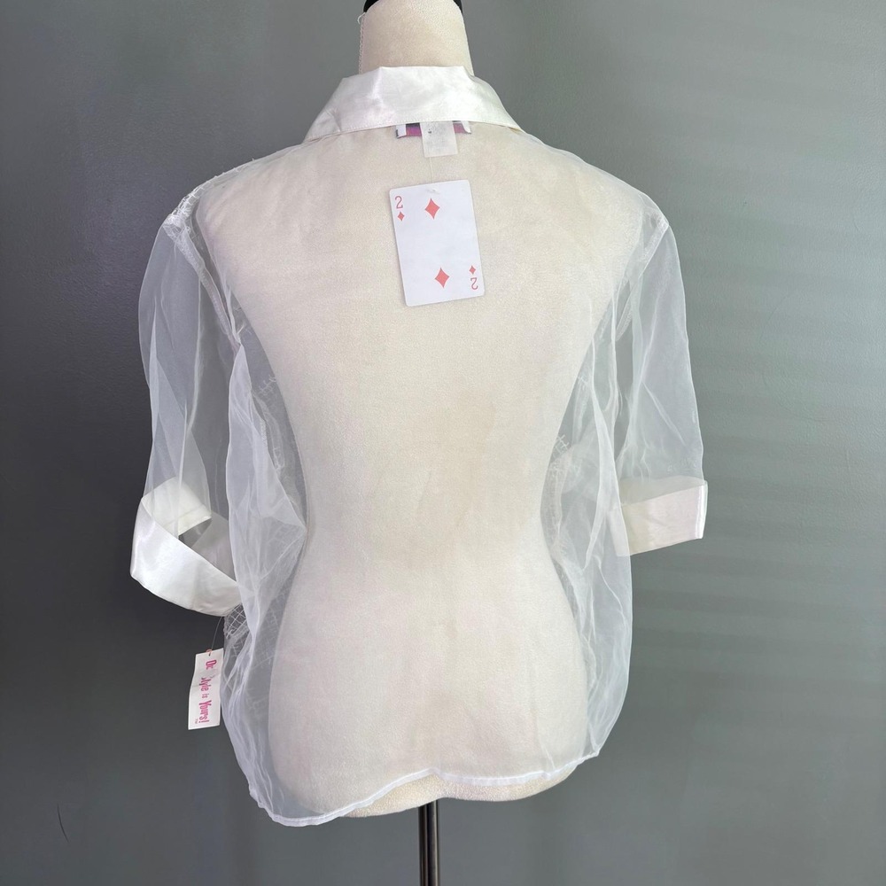 NWT Vintage Diana Marco Sheer Organza Top 20 90s Boxy‎ Ethereal Club Avant Garde - Picture 6 of 8